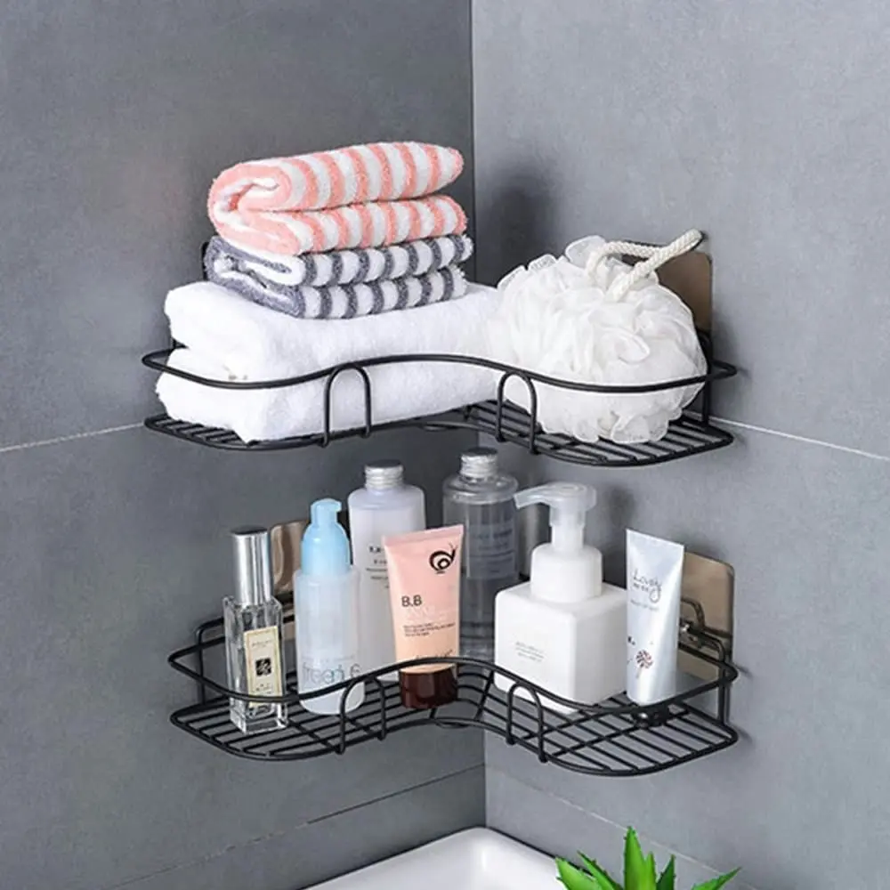 Corner Shower Caddy Shelf Rack Storage with 2 hooks