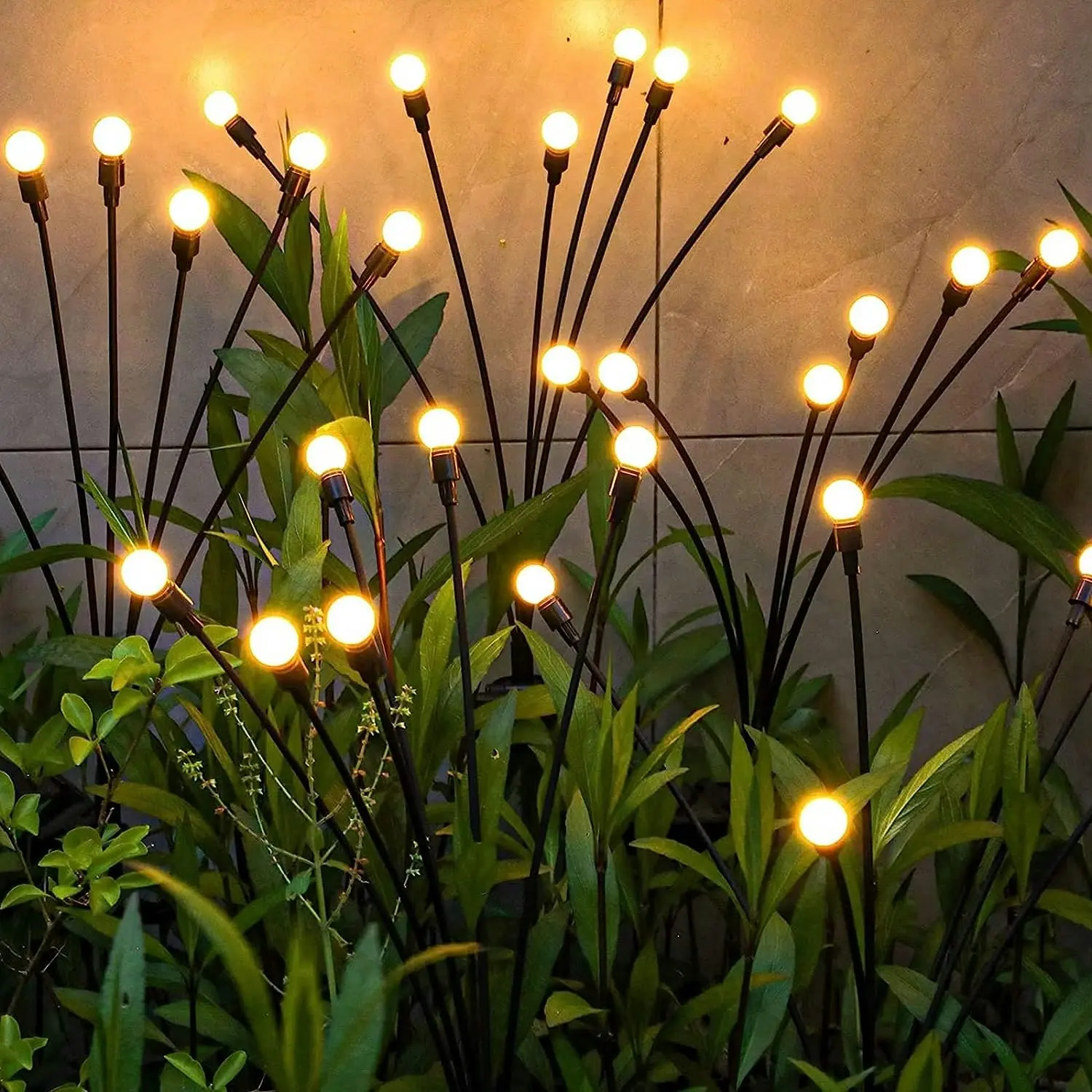 Solar Powered Firefly Lights Outdoor Waterproof Starburst Garden Lights Warm White