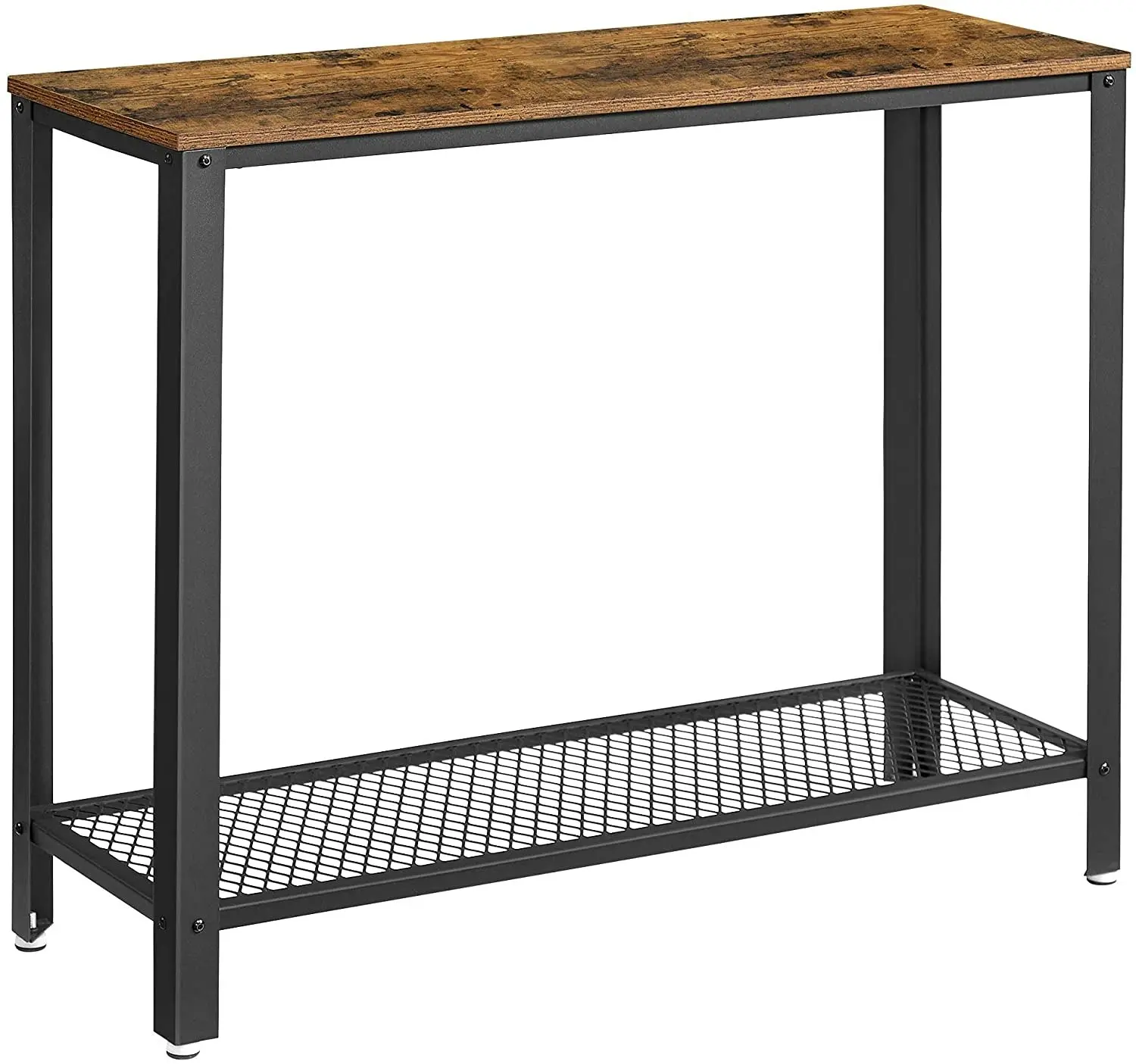 Console Table Metal Frame, Rustic Brown