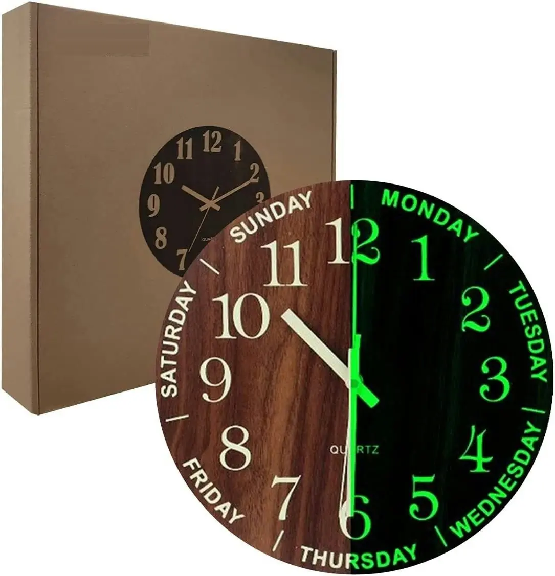 Wall Clock Glow in The Dark (Silent Non-Ticking)