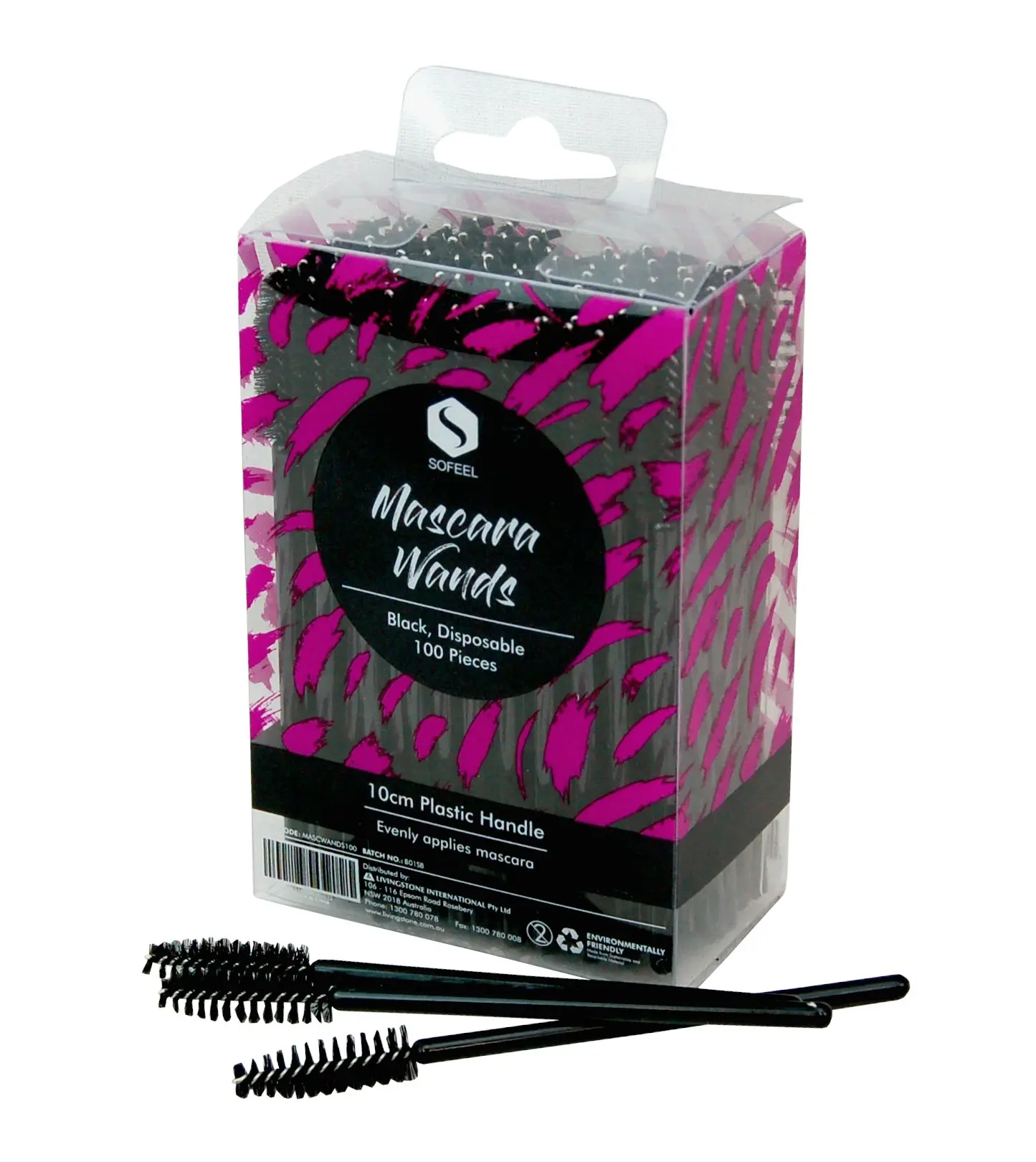 Sofeel Mascara Wands Plastic Black 4(D)mm handle 100 Pack