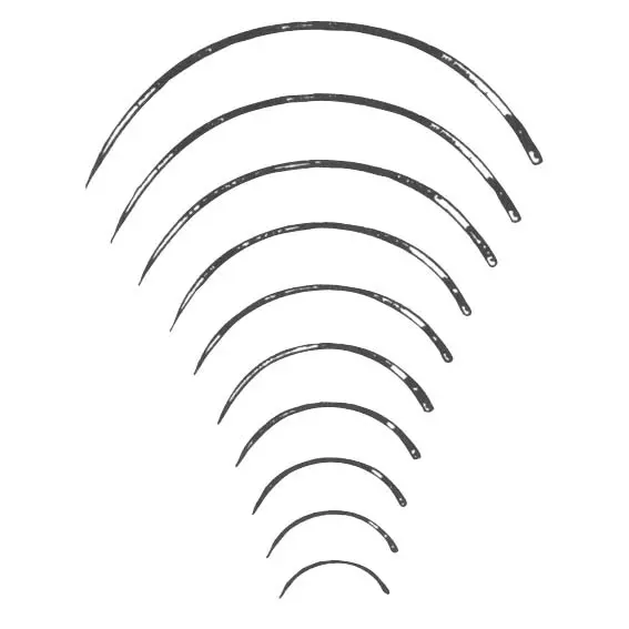 Livingstone Suture Needles, Round Body 3/8 Circle, Thickness: 1.0mm, Length: 34mm, 12 Needles/Pack