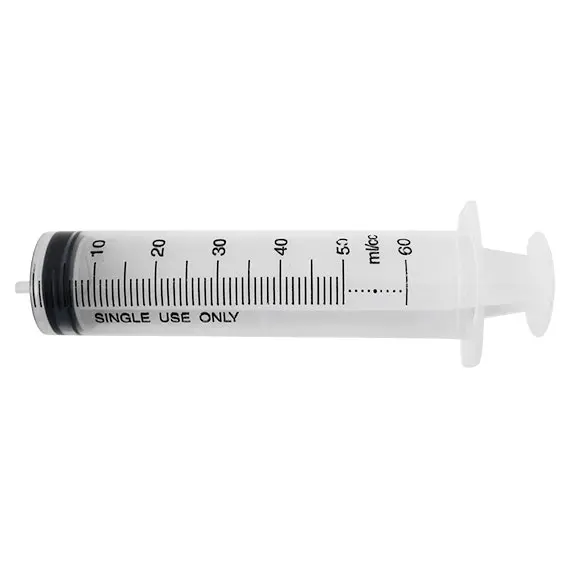 Livingstone Syringe 60ml Luer Slip Tip Eccentric Off Centre Nozzle Latex Free Hypoallergenic, Non-Sterile, for Non Therapeutic Use, Loose x283