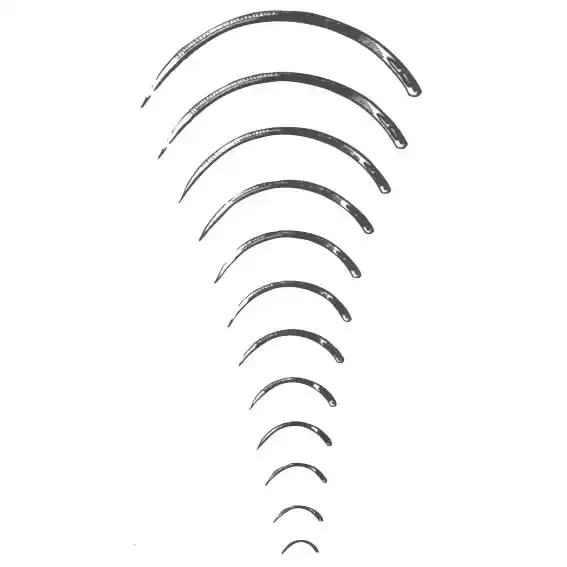 Livingstone Suture Needles, Round Body 3/8 Circle, Thickness: 0.7mm, Length: 14mm, 12 Needles/Pack