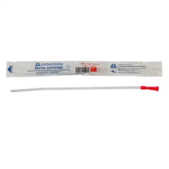 Livingstone Rectal Catheter Tube 18FG Red 6.00mm Diameter 40cm