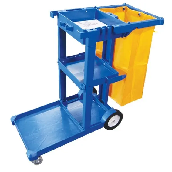 Janitor's Platform Roll Container Cart 112 x 48 x 95cm Small Blue