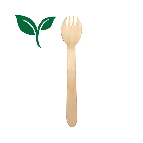 Liv Eco Wooden Spork, 165 x 34mm, Non-Sterile, 20 Pieces/Pack