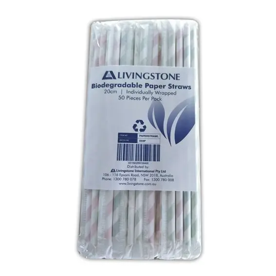 Livingstone Paper Straws 20cm Biodegradable 2500 Carton