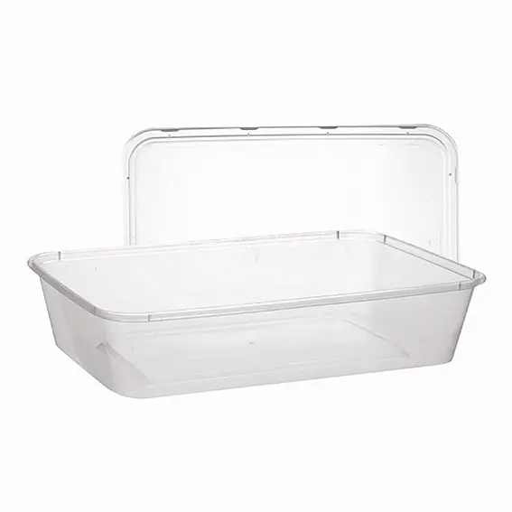 Livingstone Take-Away Rectangular Container Base and Lid Set 500ml Clear Plastic 50 Pack x10