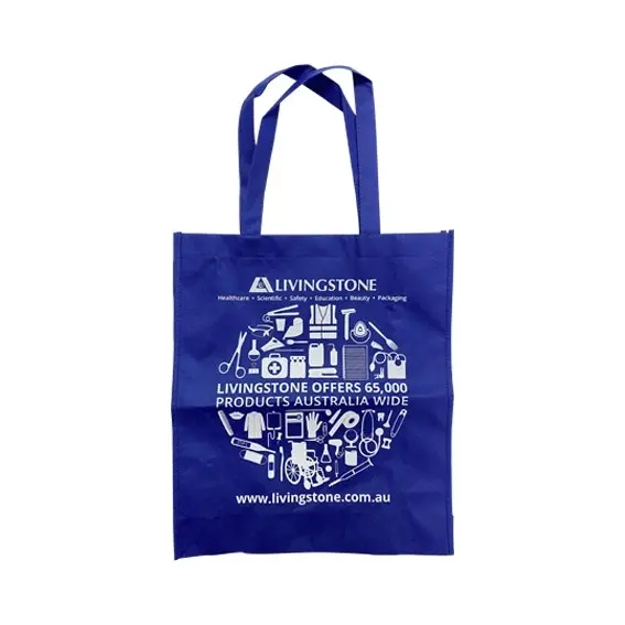 Livingstone Tote Bag, 35 x 41 x 11cm, 80gsm, Nonwoven, Eco-Friendly, Navy/White, Each