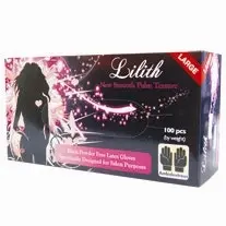 Lilith Salon Latex Powder Free Large Black Gloves 100 Box