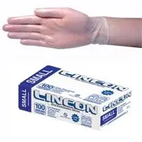 Lincon Vinyl Low Powder Gloves 4.5g Small Clear HACCP Grade 100 Box x10