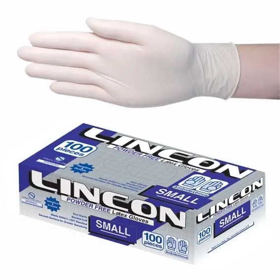 Lincon Latex Powder Free Gloves Small Cream AS/NZ 100 Box