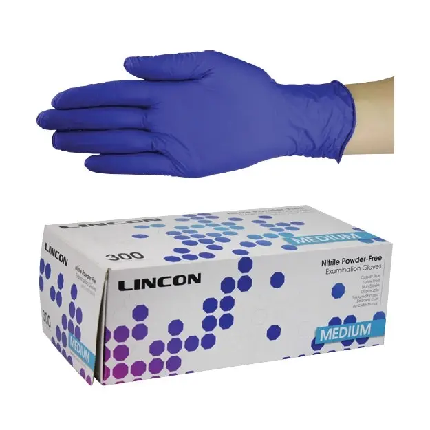 Lincon Nitrile Powder Free Gloves Non Sterile Medium Cobalt Blue Colour 300 Box