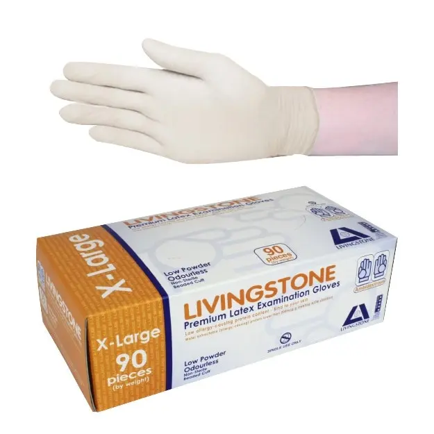 Livingstone Latex Low Powder Gloves Extra Large 90/Box