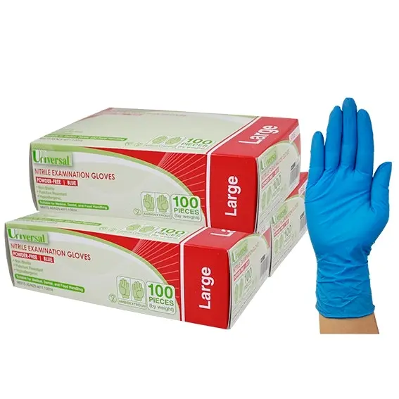 Universal Powder Free Examination Gloves, AS/NZ Standard Large Blue HACCP Grade 100 Box x10