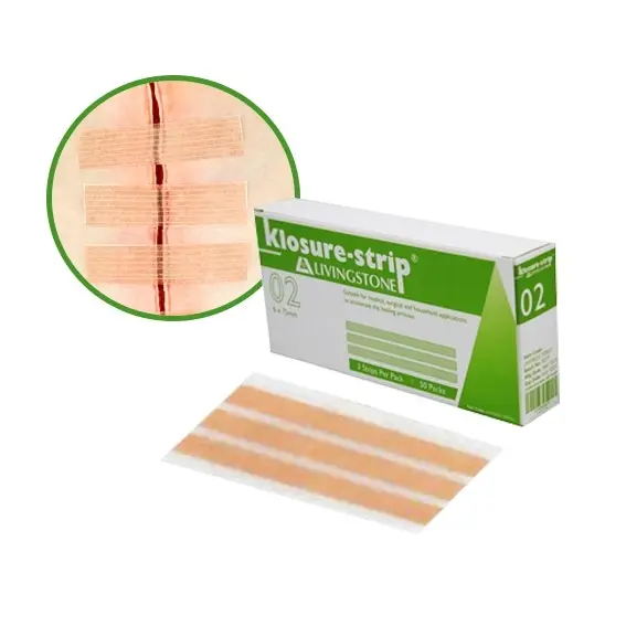 Klosure-Strip Livingstone Reinforced Wound Skin Closure Strips No. 02 6 x 75mm 3 Pack x50