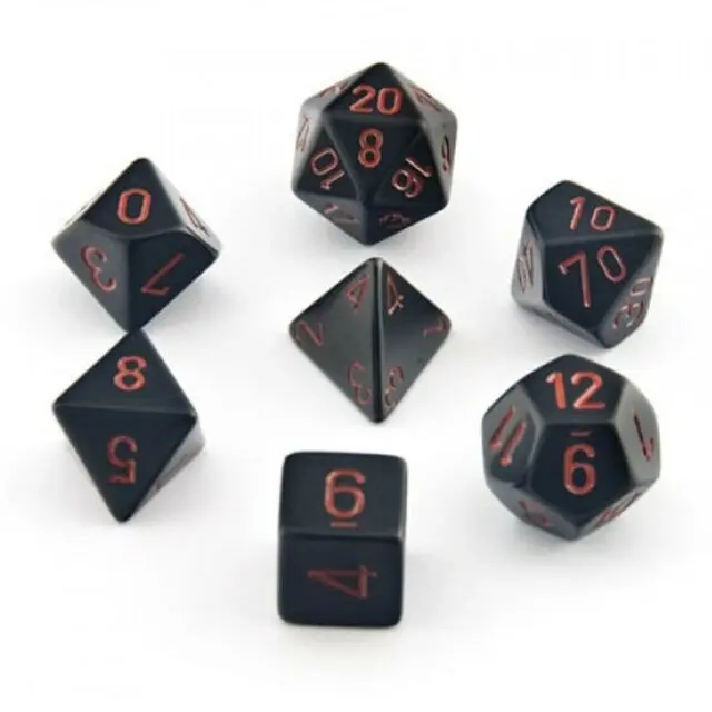 CHX 25418 Opaque Polyhedral Black/red 7-Die Set