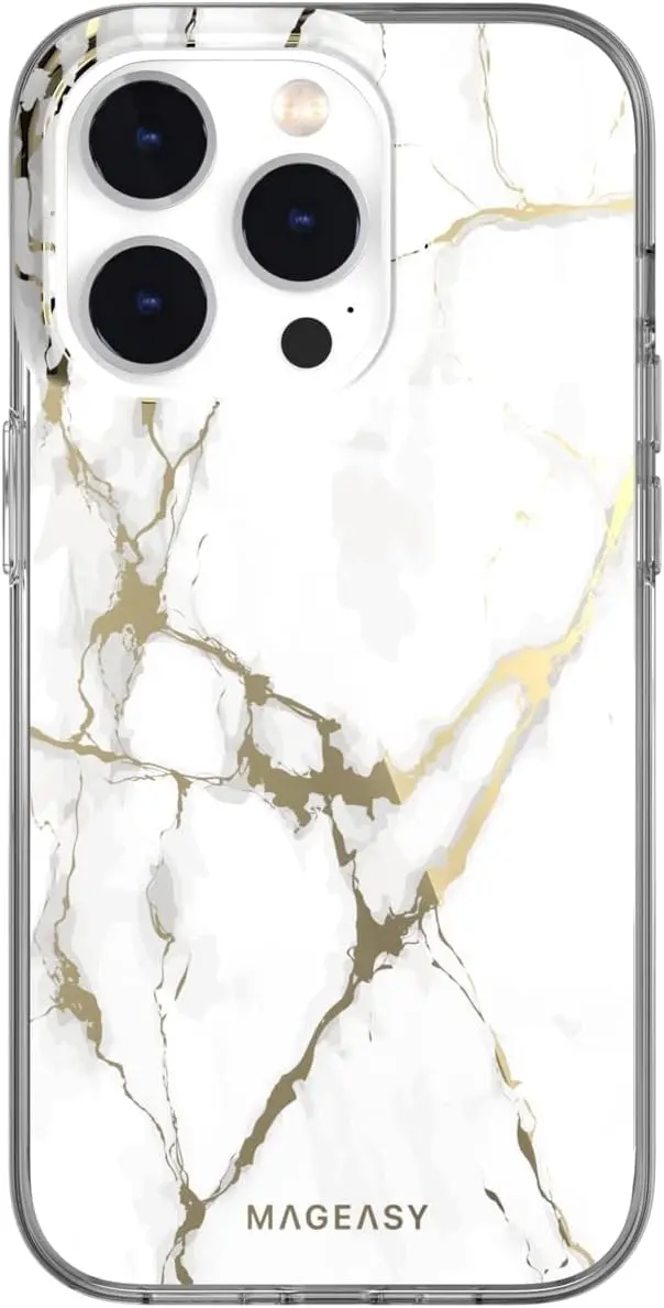 MagEasy Marble Case (magsafe) For Iphone 14 Pro - Champagne White