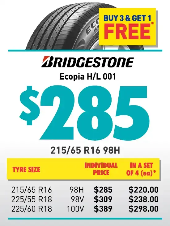 TYRE - BRIDGESTONE ECOPIA H/L 001 225/60 R18 100V