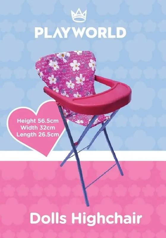 Playworld - Dolls Toy Highchair Pink