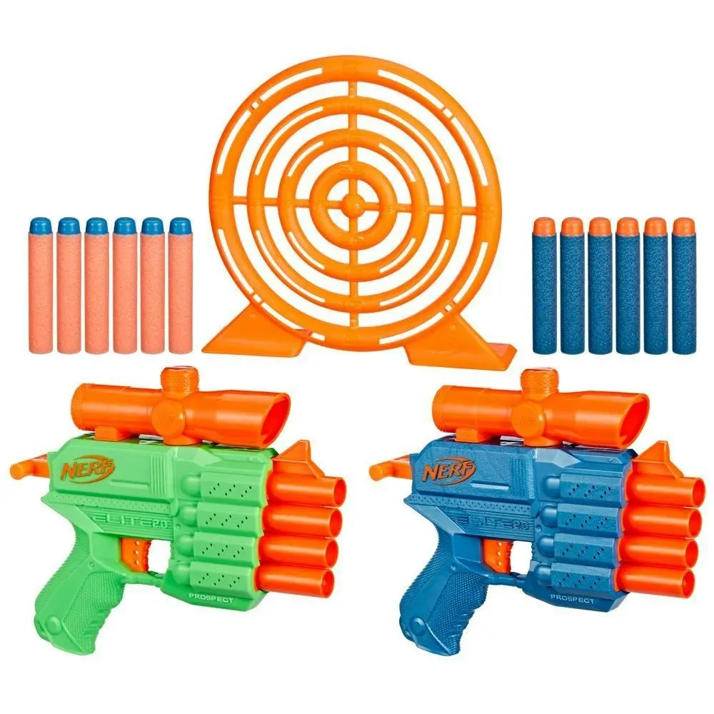 Nerf Elite 2.0 Face Off Target Set Includes 2 Toy Foam Dart Blasters & Target & 12 Nerf Elite Darts