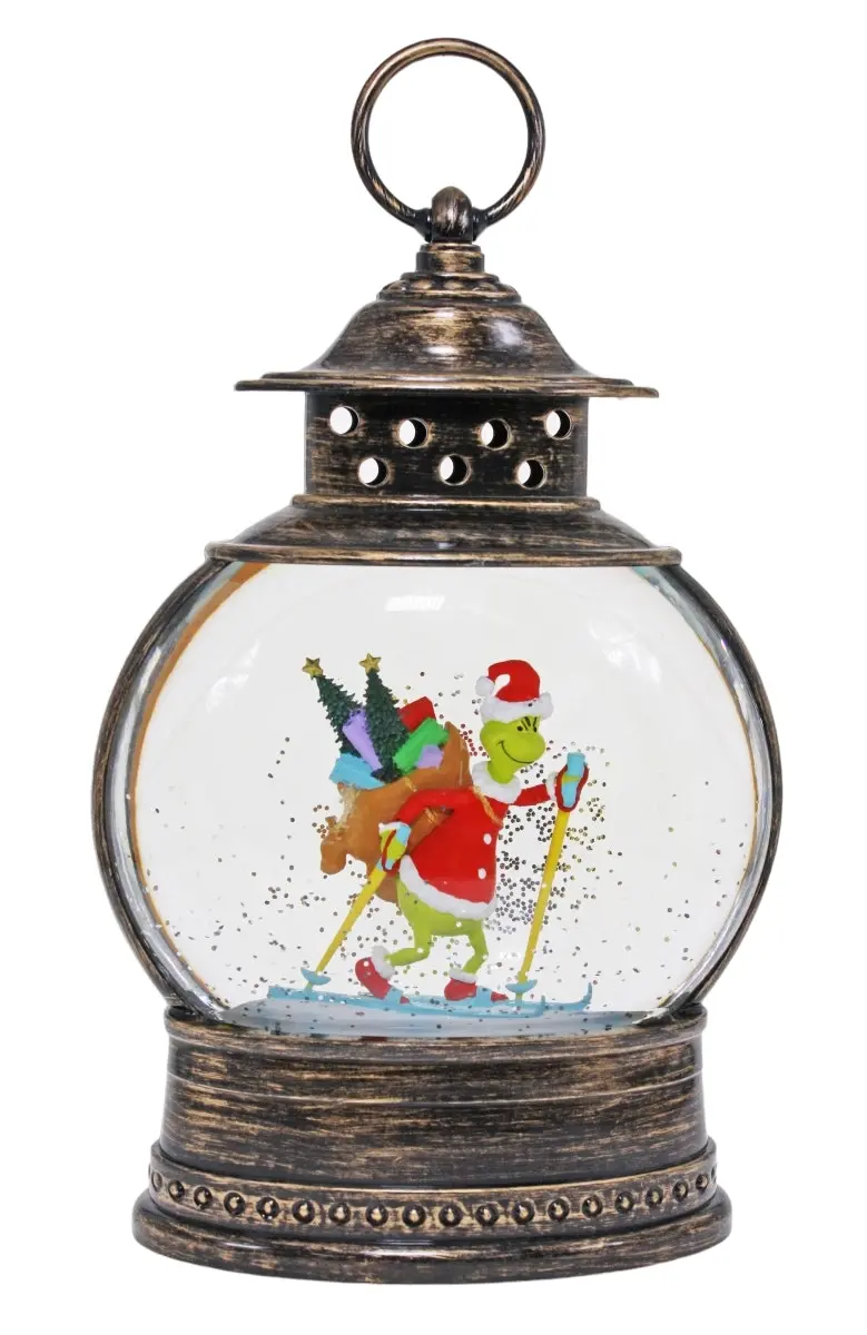 Cotton Candy - Xmas Round Brass Lantern Grinch Skiing - Dr. Seuss