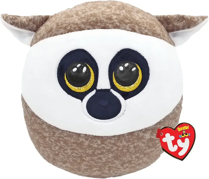 Ty - Squish-a-boos - Linus - Brown And White Lemur Medium 25cm (10'') - Squishy Beanies