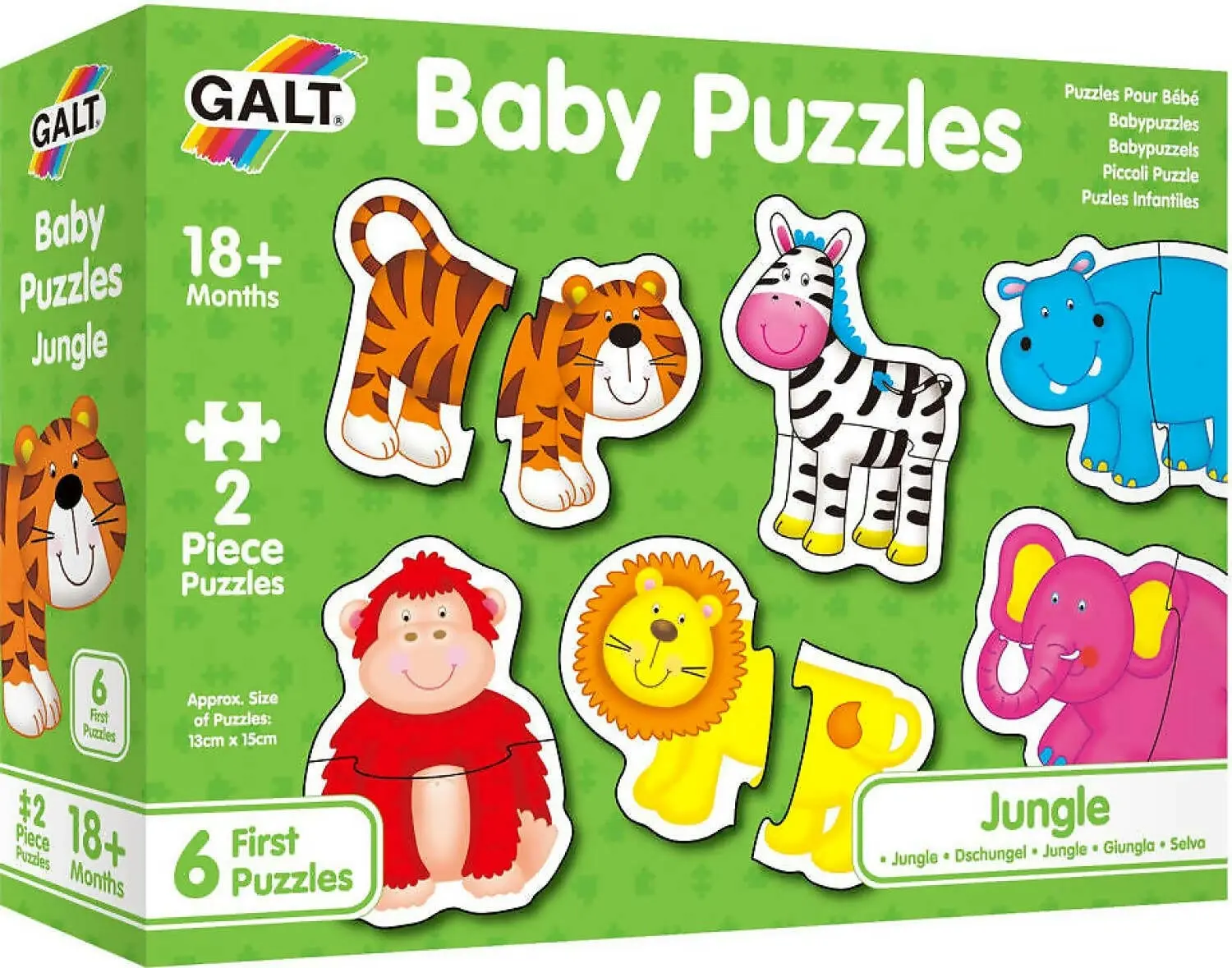 Galt - Jungle Baby Jigsaw Puzzle - 6 Different Puzzles - 2 Pieces Each