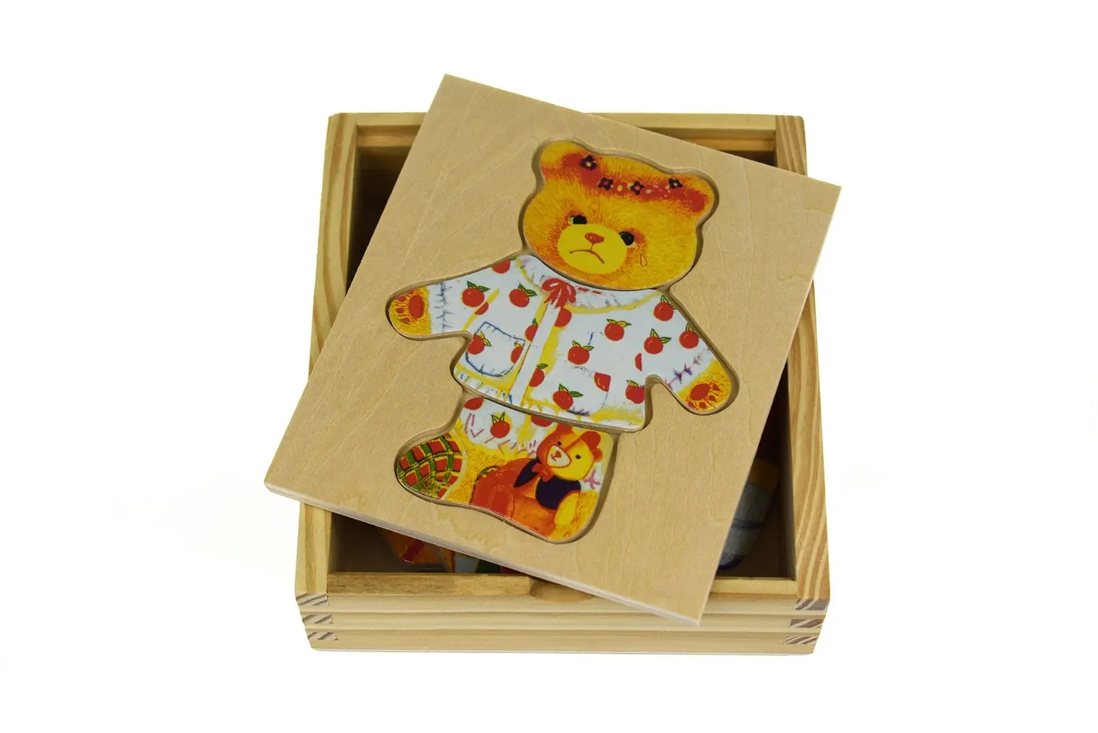 Kaper Kidz Dressing Bear Girl Wooden Blocks Children's Pretend Play Toy 18m+