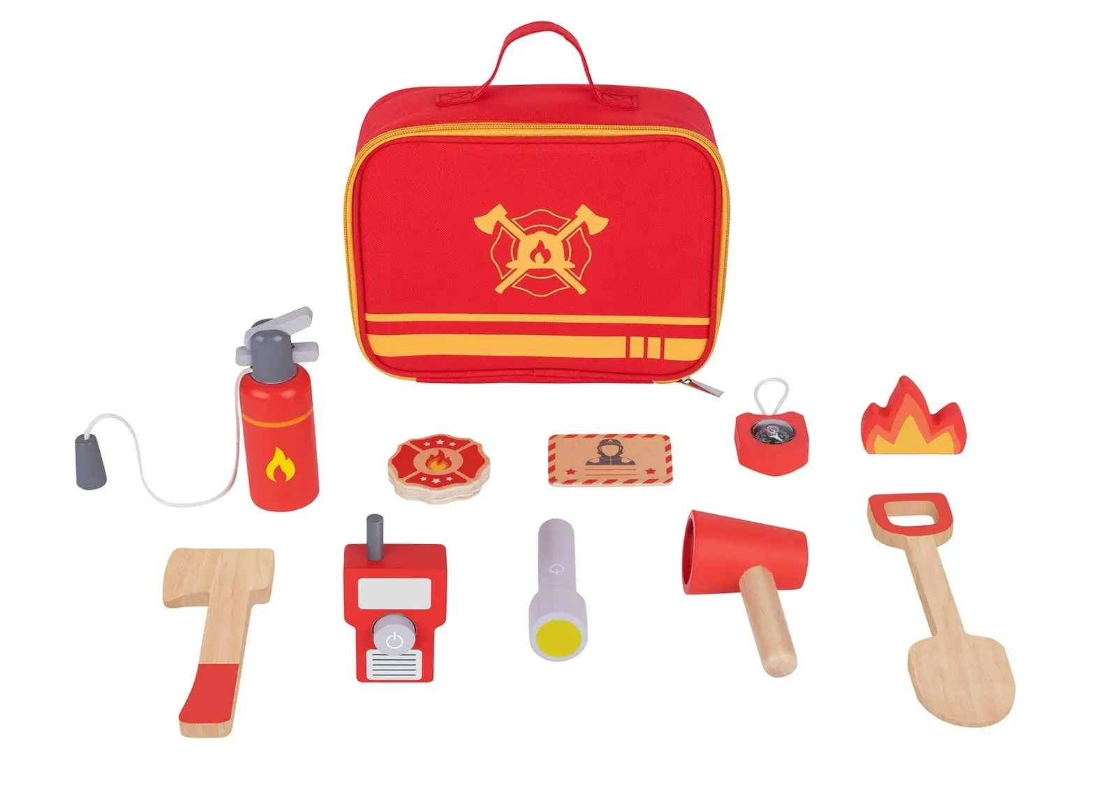 Tooky Toy Little Firefighter Set Pretend Play Themed Carry Bag For Kids 3y+