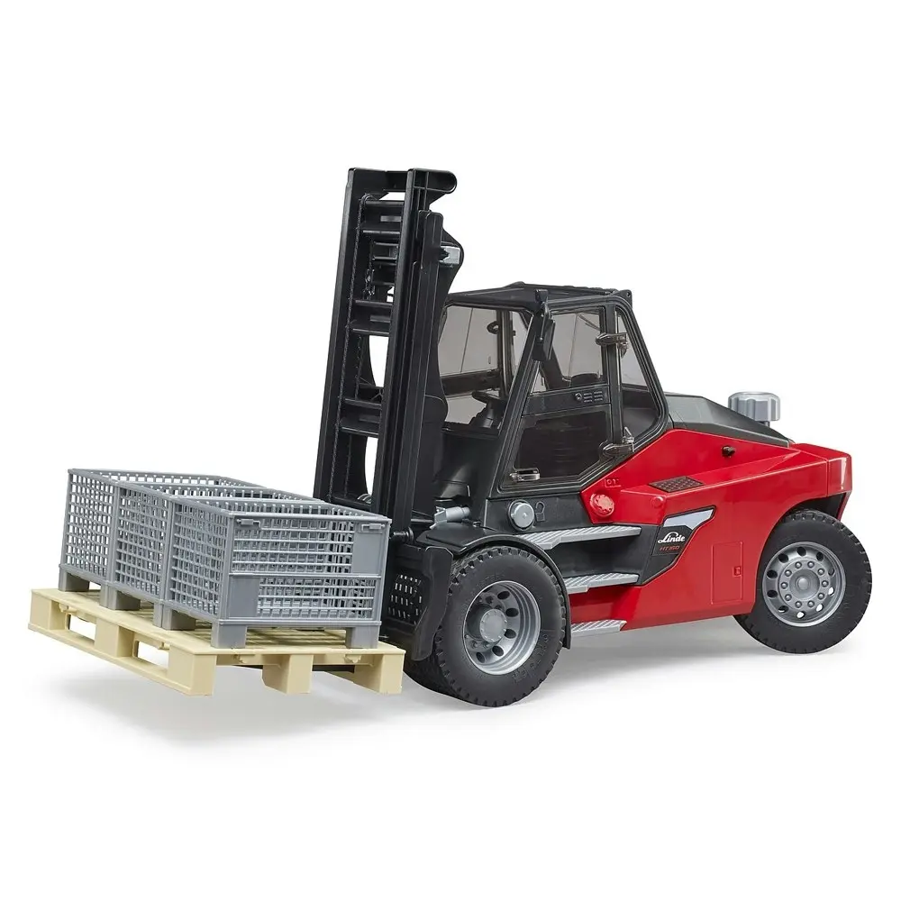 Bruder 42.9cm Linde HT160 1:16 Fork Lift w/ Pallet/3 Cages Kids Vehicle Toy 4y+