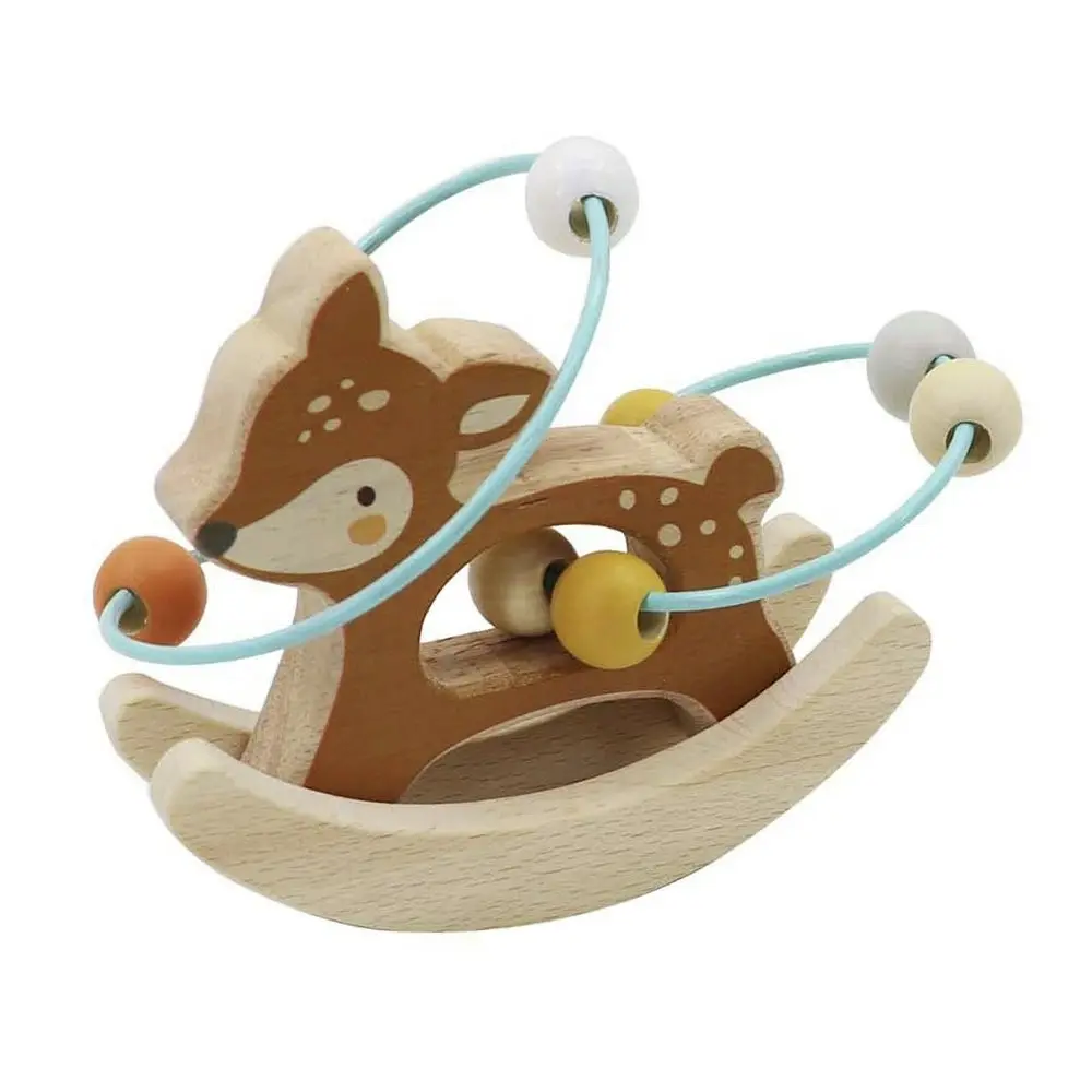 Kaper Kidz Woodland Deer Bead Maze On Rocking Base Children's Wooden Toy 18m+