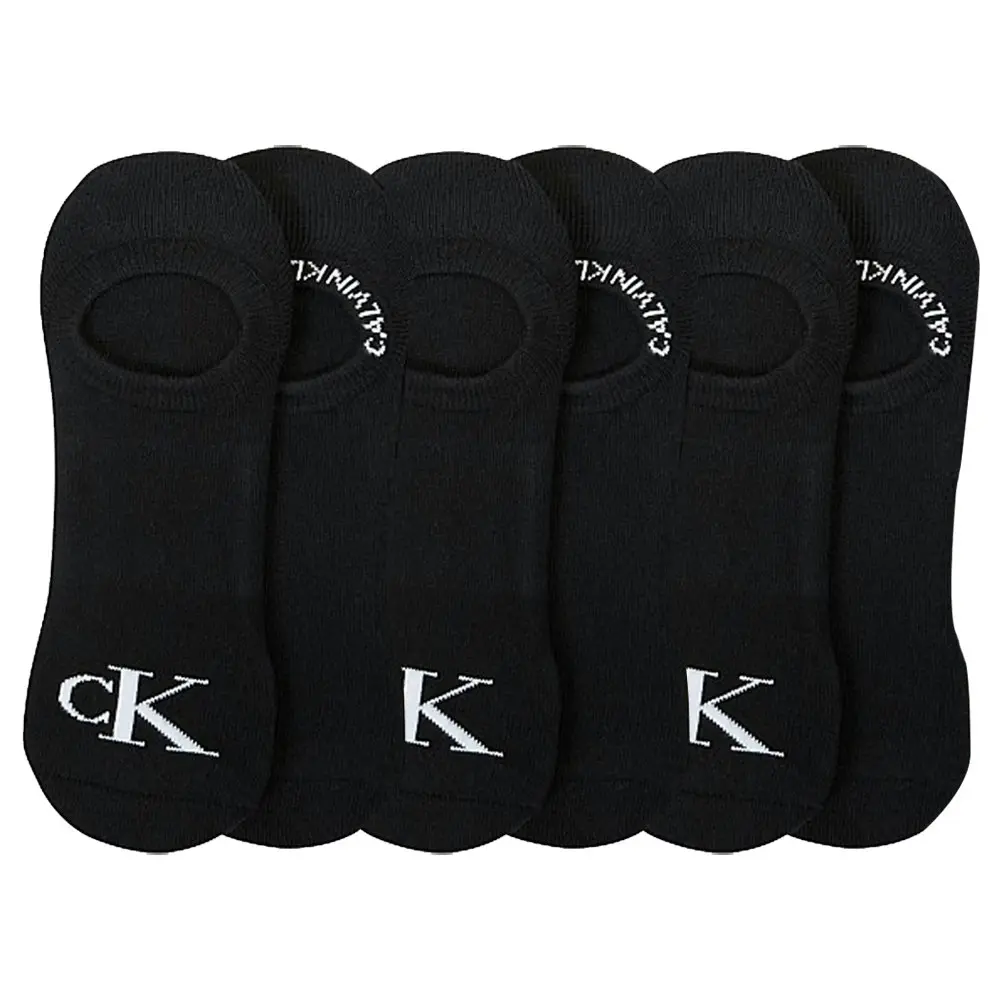 6PK Calvin Klein Women's One Size Flat Knit Sneaker Liner Socks Black Assorted