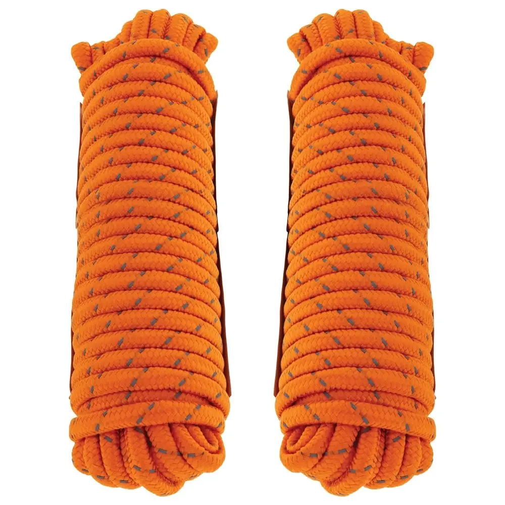 2x Hulk 4X4 Durable 15m Hi-Vis Reflective Rope String For Camping/Boating Orange