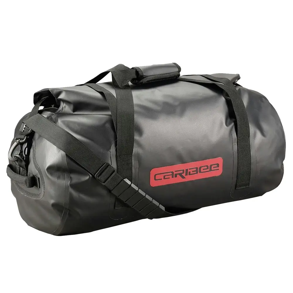 Caribee 58cm Expedition Waterproof Kit Overnight Tube Duffle Carry Bag Black 50L