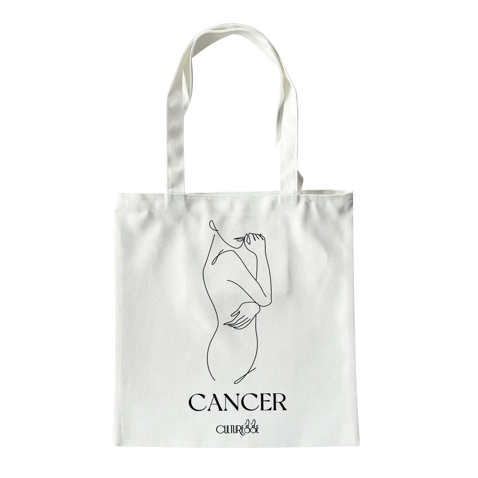 Culturesse She Is Cancer Eco Zodiac 38cm Muse Tote Bag Women's Handbag White