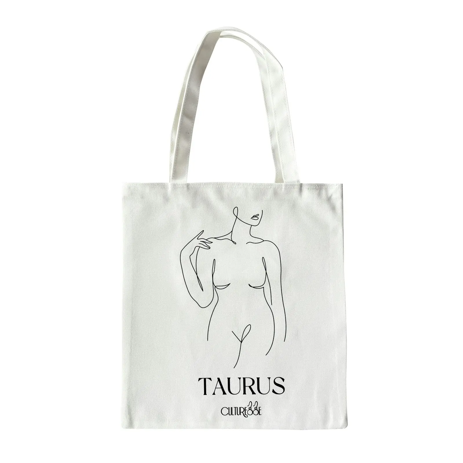 Culturesse She Is Taurus Eco Zodiac 38cm Muse Tote Bag Women's Handbag White