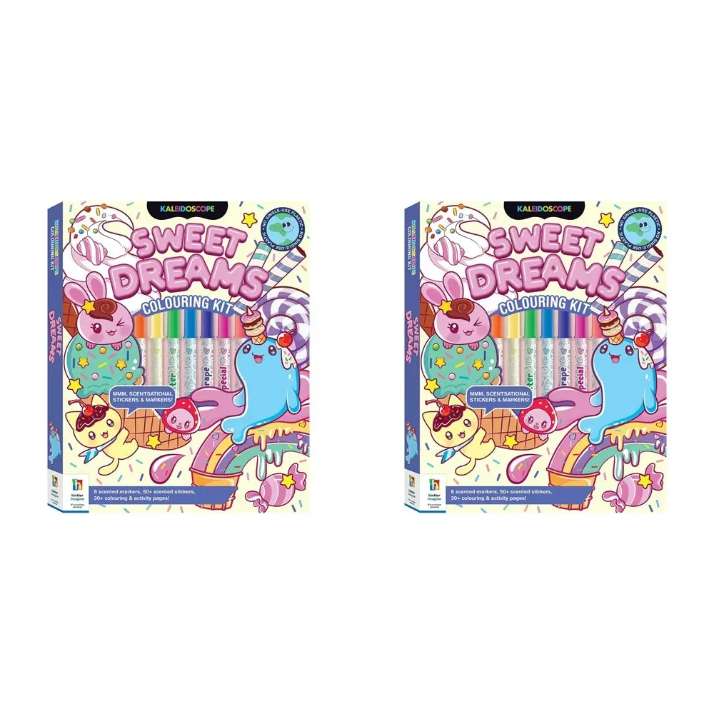 2x Kaleidoscope Kids Colour Kit Sugar Rush w/30+ Pages/Scented Markers/Stickers