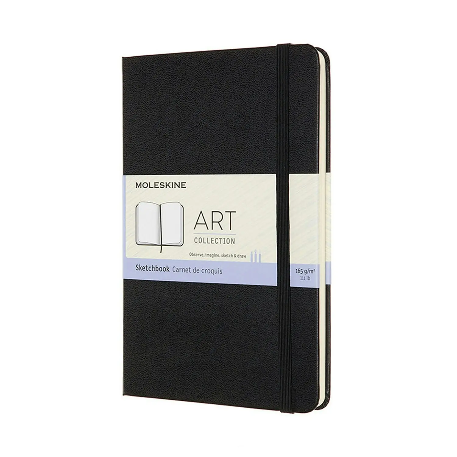 Moleskine Art 165gsm 18cm Folio Sketchbook Watercolour Drawing Pad Medium Black