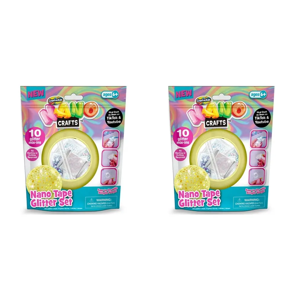 2x Nano Crafts Glitter Tape Set Art Craft Kids/Children Creative Toy 6+ PRPL