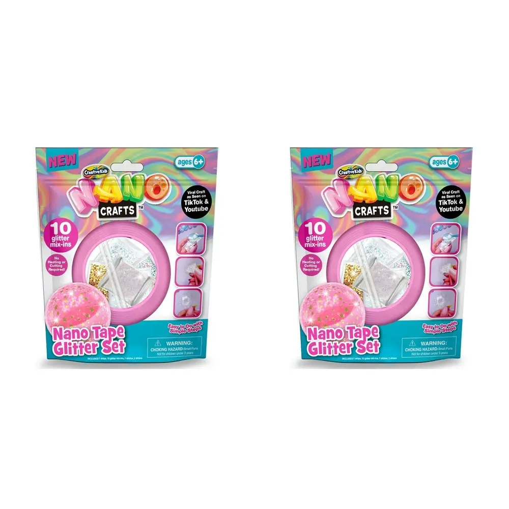 2x Nano Crafts Glitter Tape Set Art Craft Kids/Children Creative Toy 6y+ Yelllow