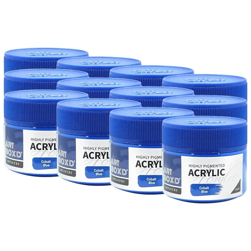 12x Art Boxd 100ml Premium Acrylic Artists Craft Paint High Pigmented Cobalt BLU