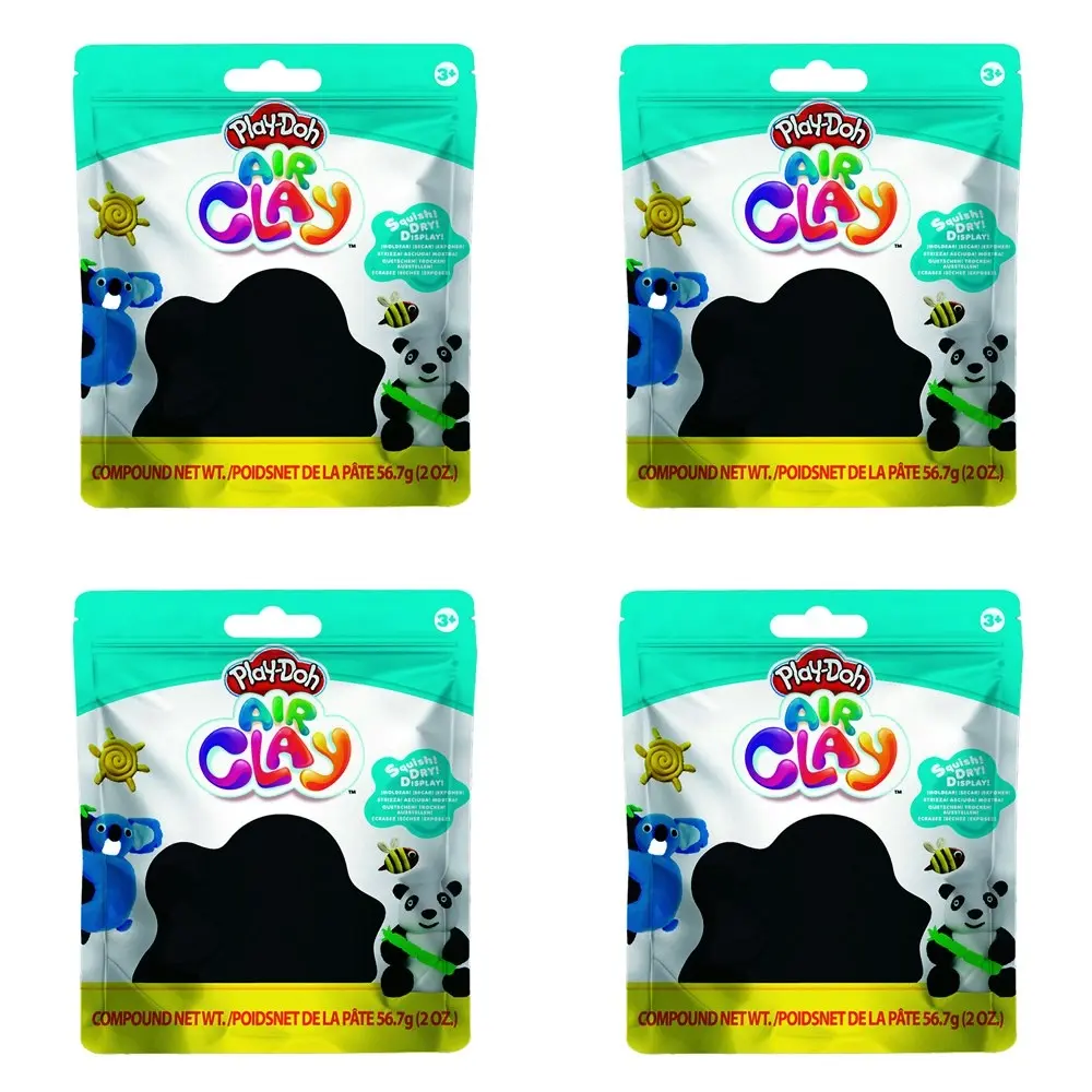 4x Play-Doh 2oz Air Clay Kids/Children Art Craft Fun Play Creative Toy 3y+ Black