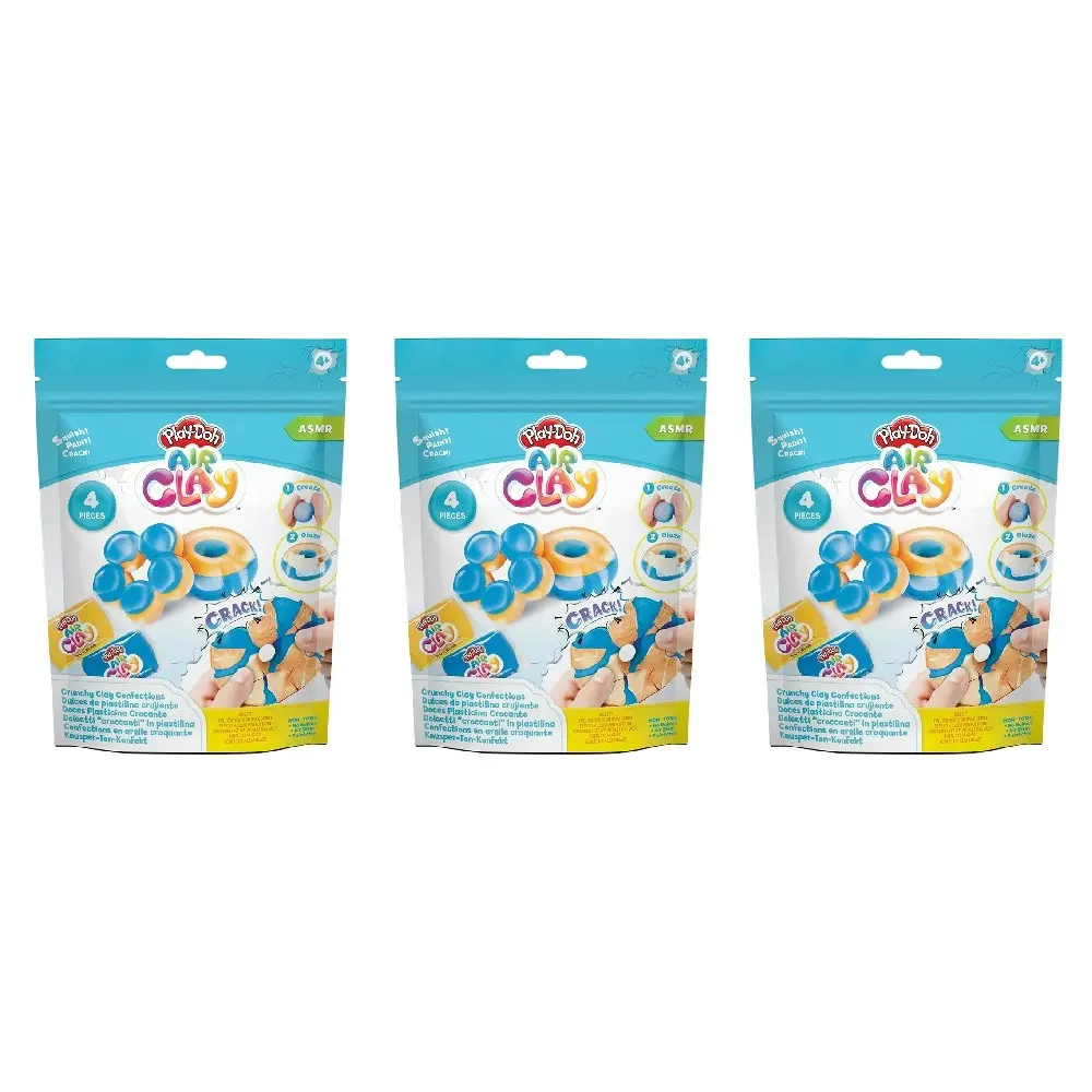 3x 4pc Play-Doh Crunchy Air Clay Blue Donut Set Kids/Children DIY Sensory Toy 3+