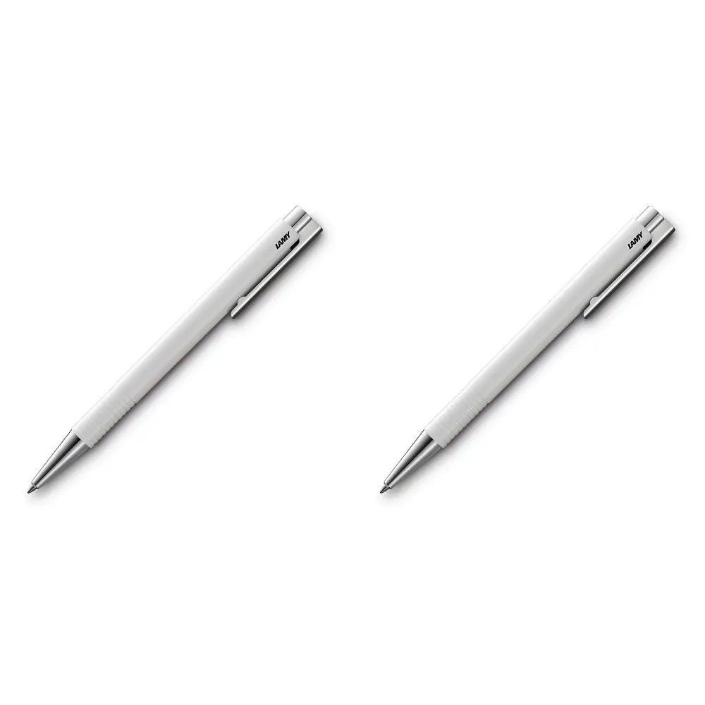 2x Lamy Logo M+ Medium 1mm Tip Sprung Stainless Steel Clip/Push Ballpoint Pen WH