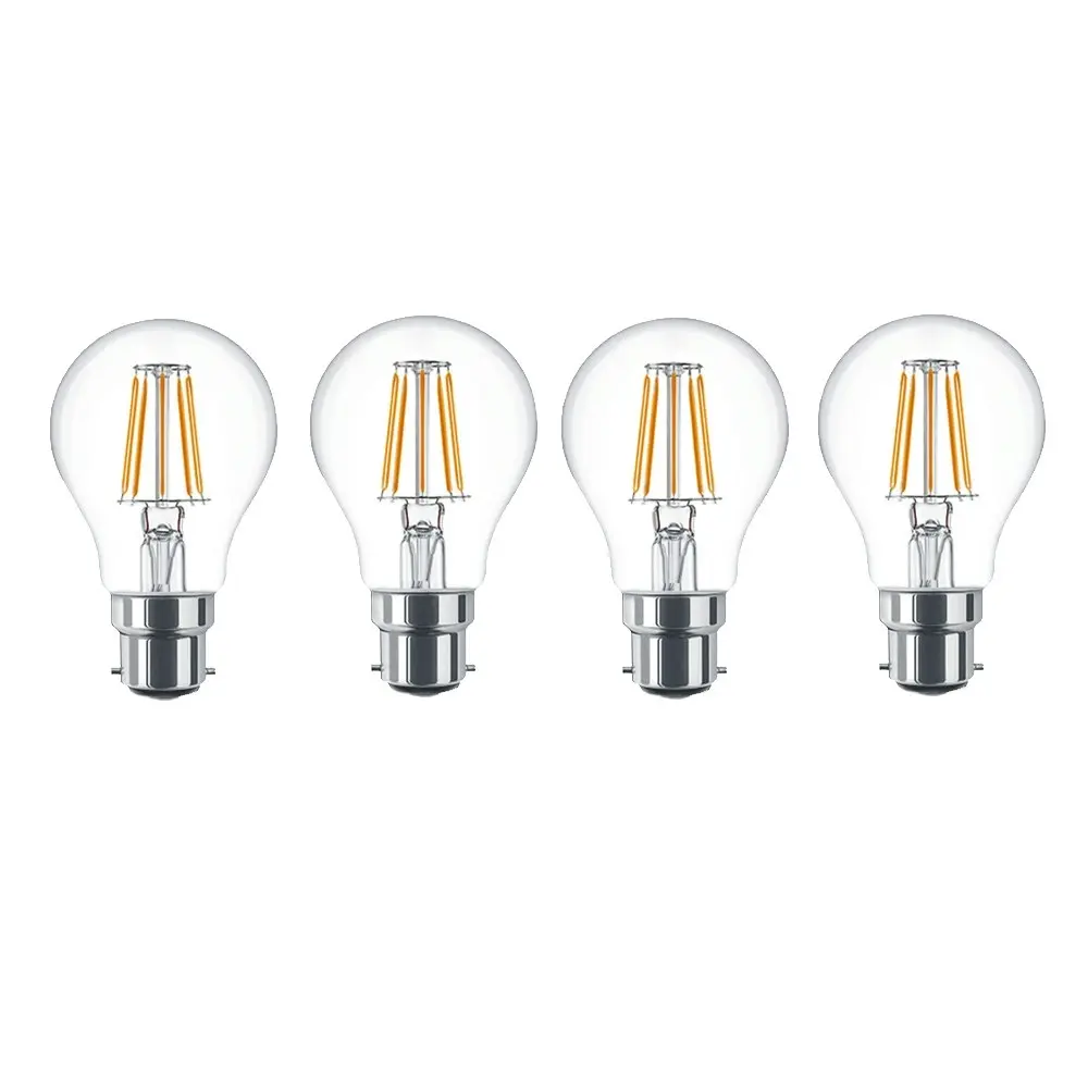 4x Sansai Home/Office LED 800lm Light Bulb A60 Filament 8W B22 Bayonet Warm WHT