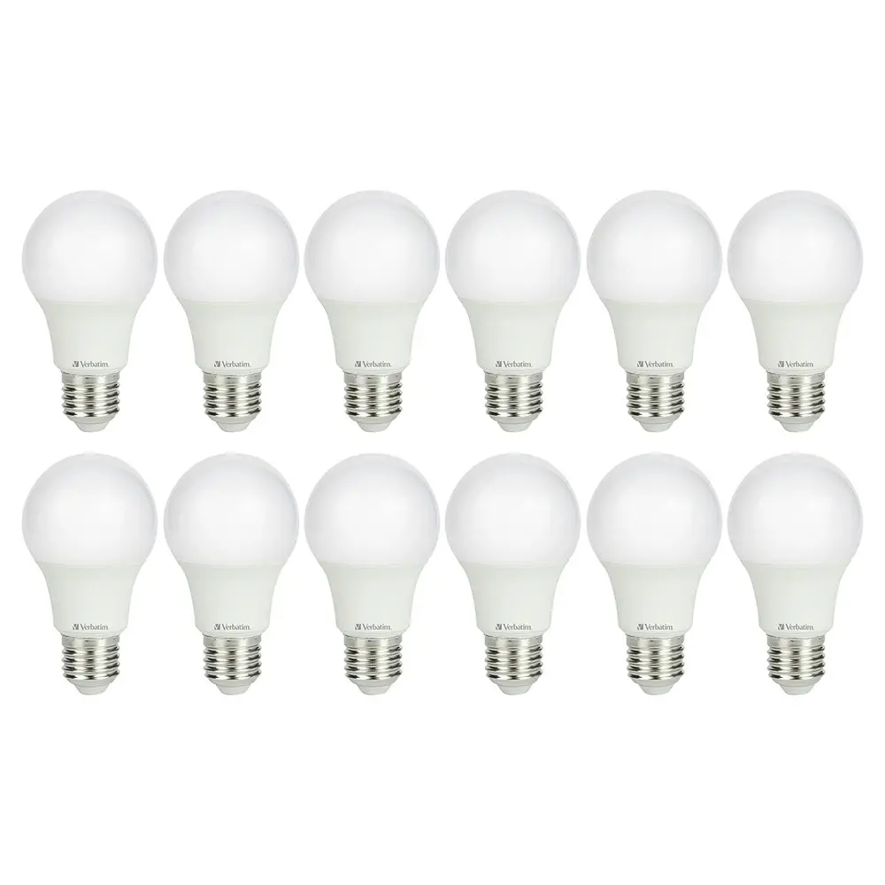 12PK Verbatim E27 Screw In Cool WHT Classic A Light Globe/Bulb 5.5W/510lm/4000K