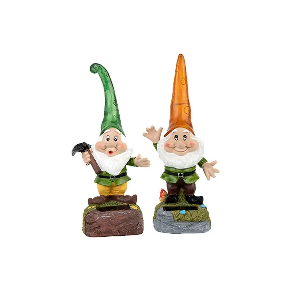 2PK Licht Solar Powered Gnome Decorative Outdoor Garden Light Warm White 28cm