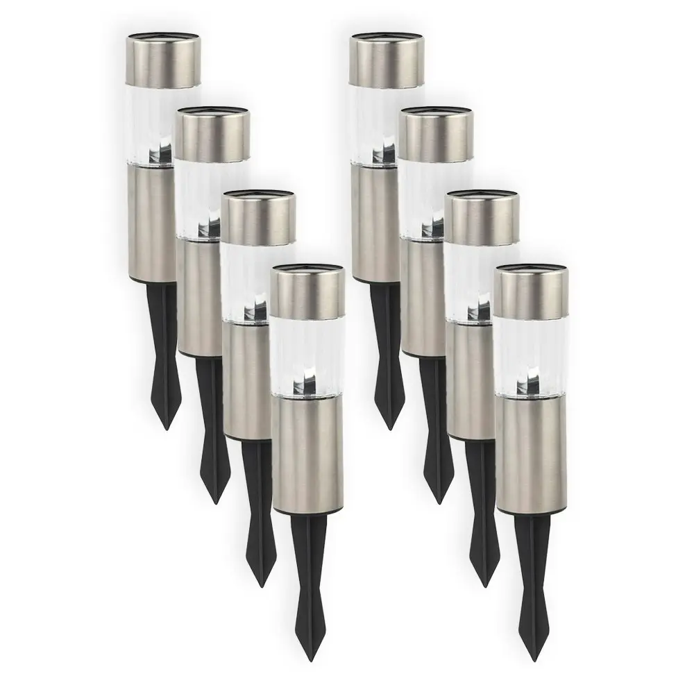 8PK Licht Eco Lighting Solar Powered Outdoor Garden Stake Light Metal Finish